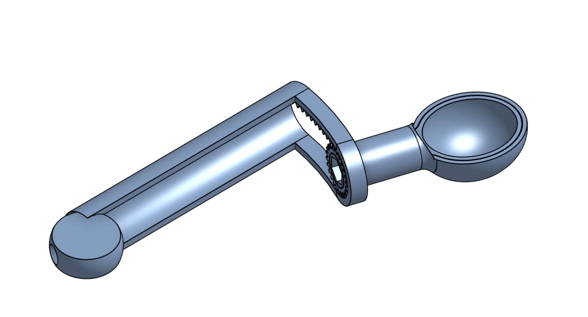 CAD of gear in spoon