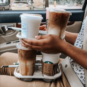 Stack of coffee orders