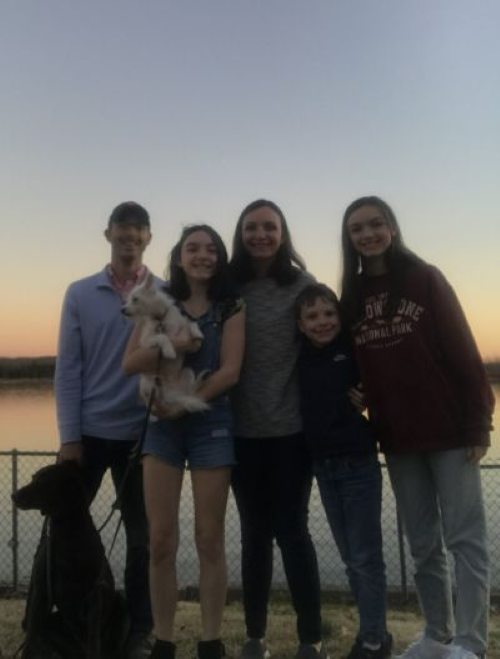 This is a picture of my family, including my two dogs.