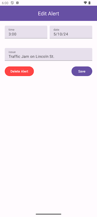 Edit alerts page