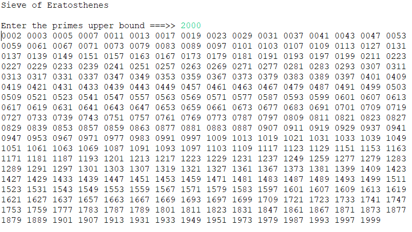 Sieve Output