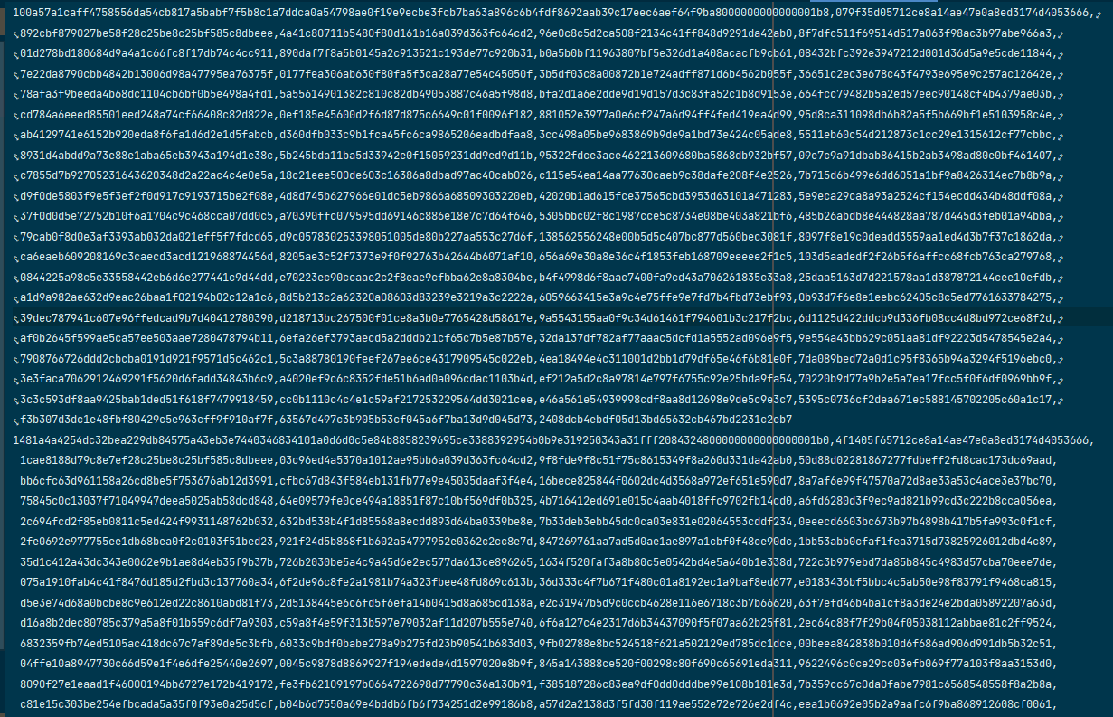 Picture of CSV of hexadecimal