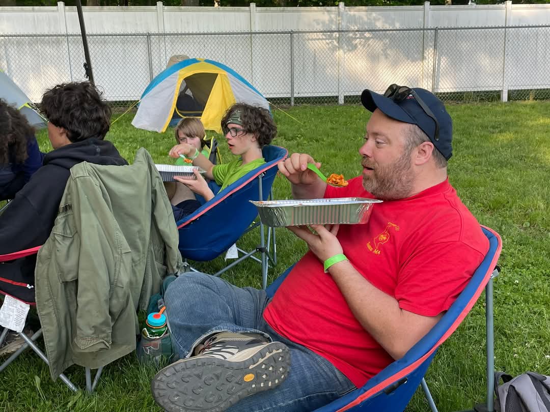 Me and my dad eating dinner at a local Camporee