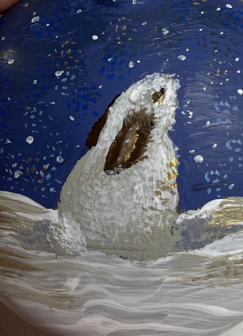 painted bunny with gold