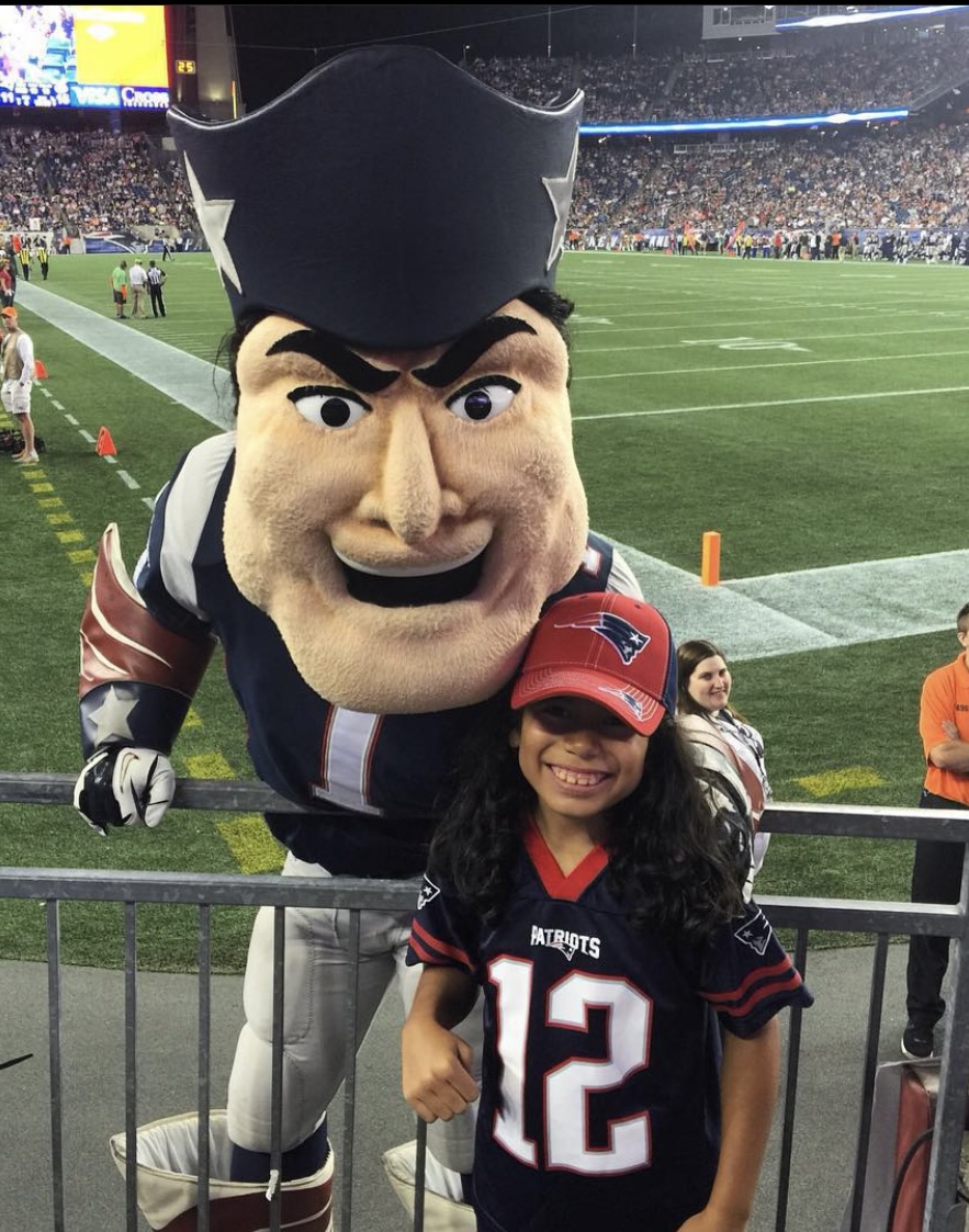 kayla standing with pat the patriot