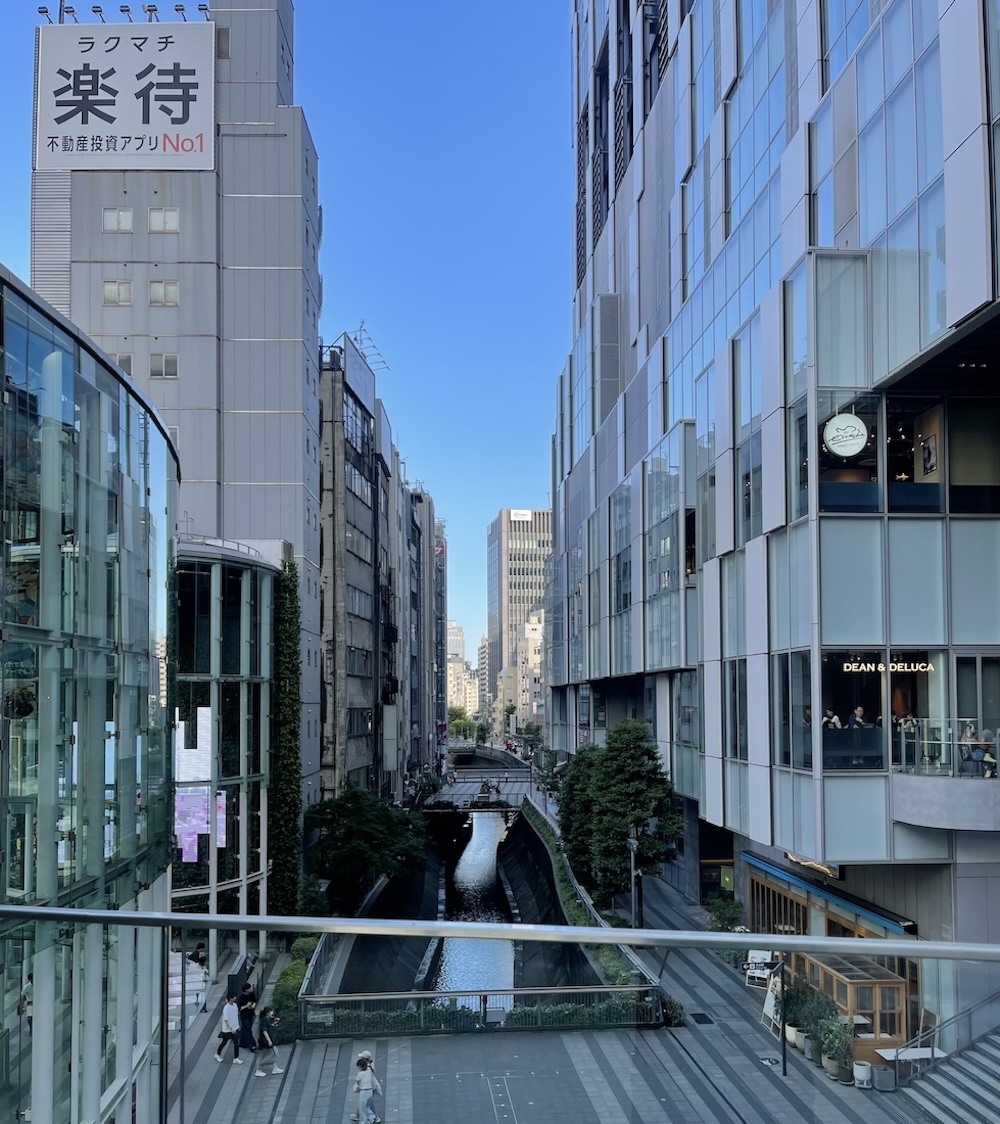 A waterway running through the city of Tokyo.