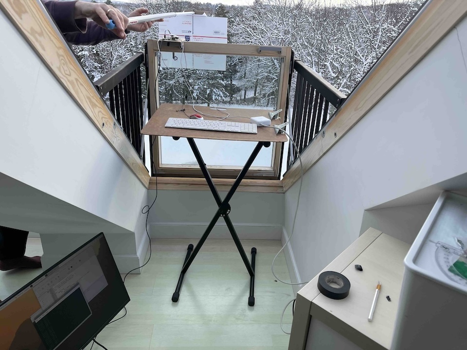 The setup for the outdoors testing of the VL53L0X lidar sensor.