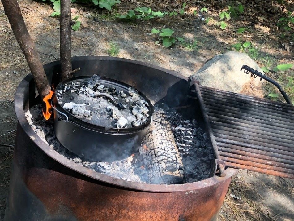 cooking over a campfire