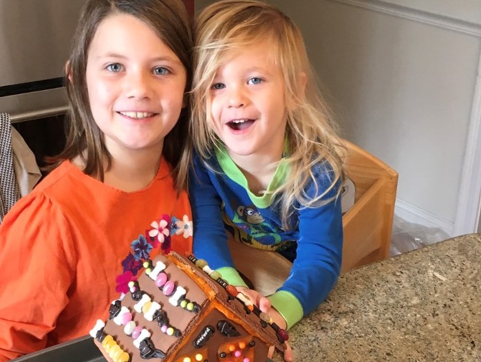 Lydia and little brother cooking together