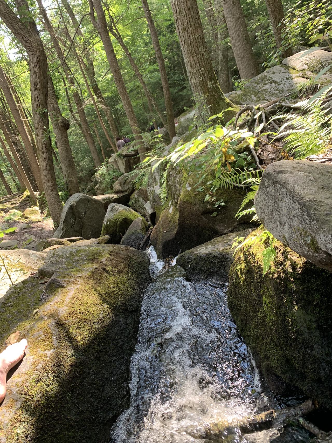 River flowing through rocks at at Purgatory Chasm.