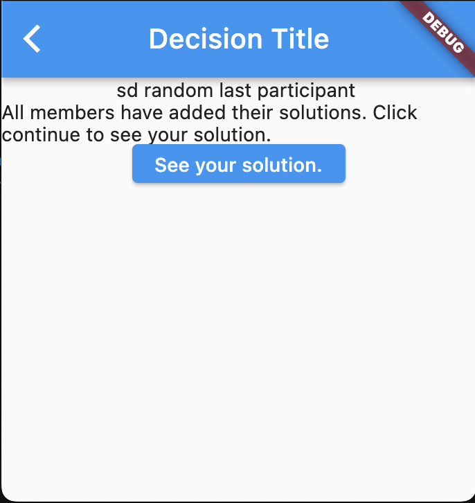 Screenshot of version 1 of the decision making app.