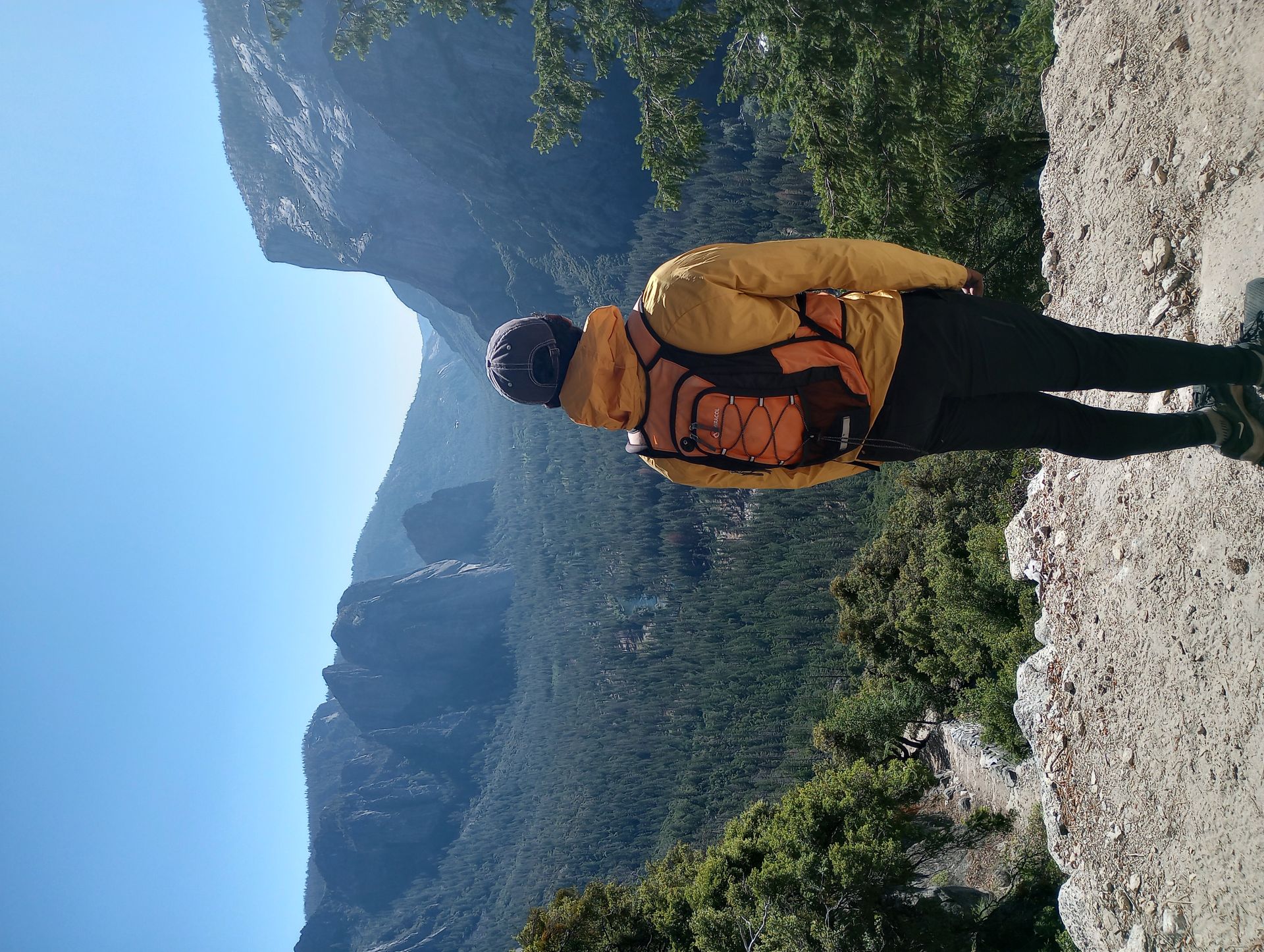 A picture of my brother looking over yosemite valley from above