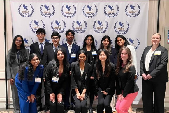 A picture with the Shrewsbury High School delegation at our Eagle MUN conference in Boston.