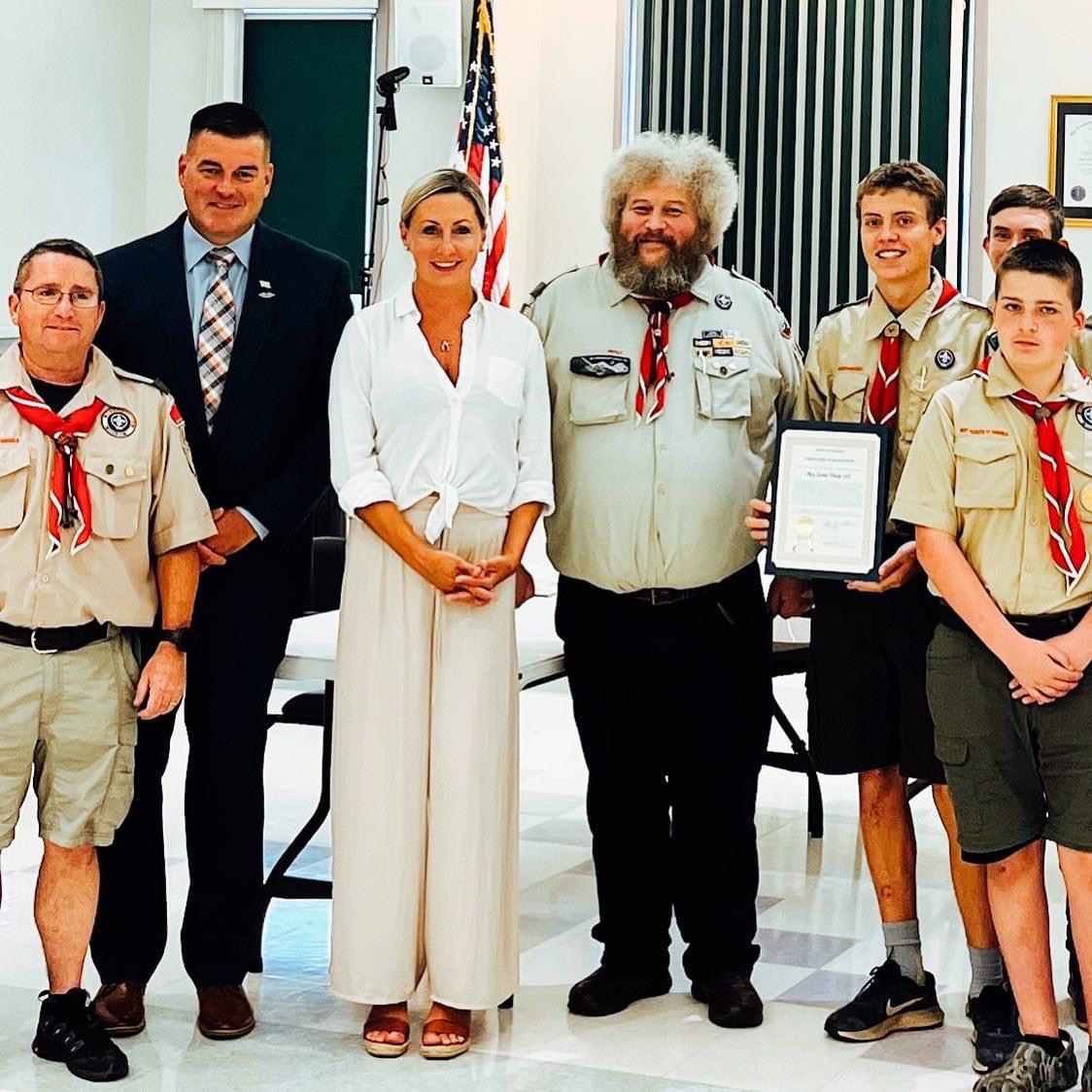 Receiving an award from the town of Holden