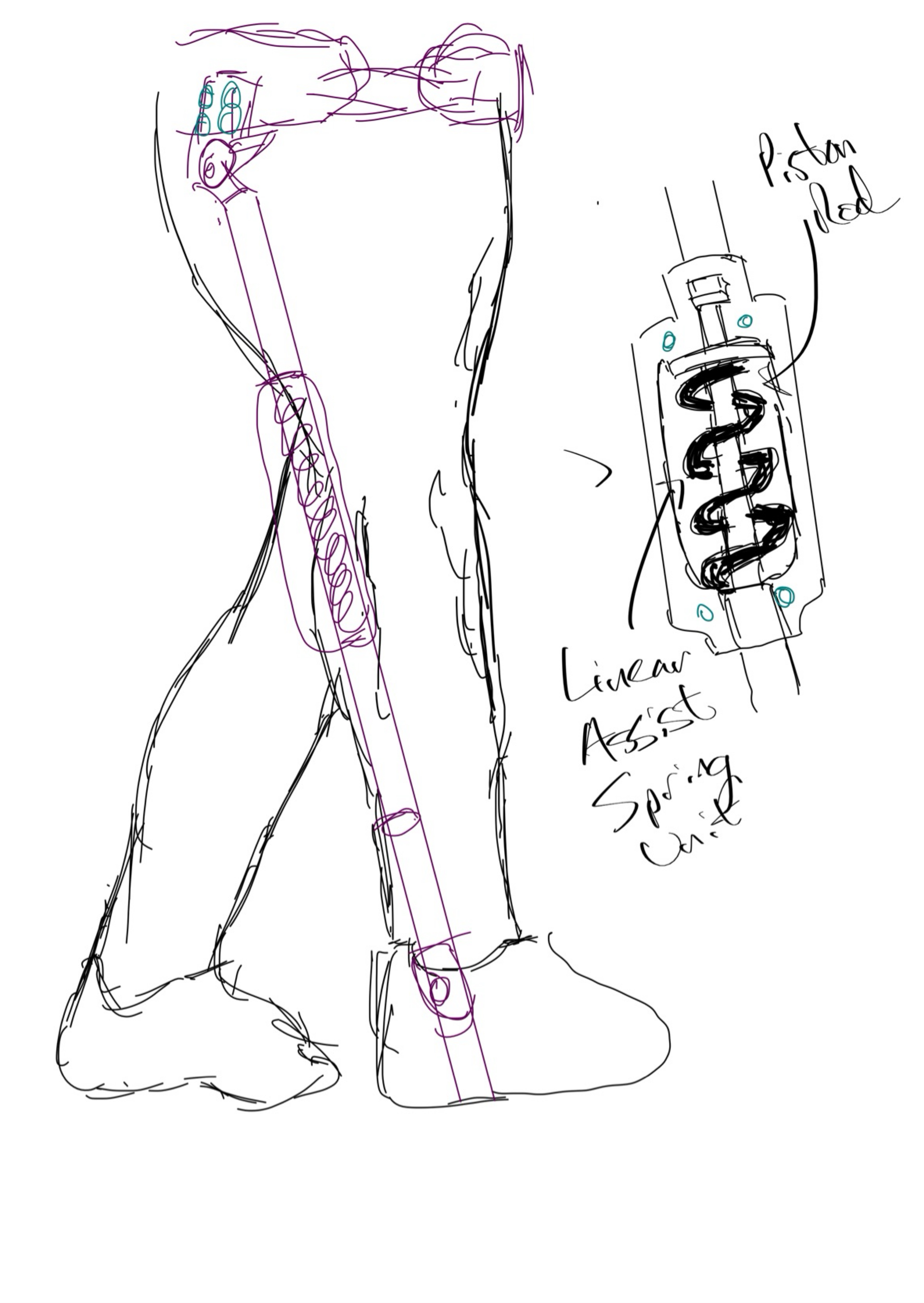 Design 2 — Linear Exoskeleton sketch
