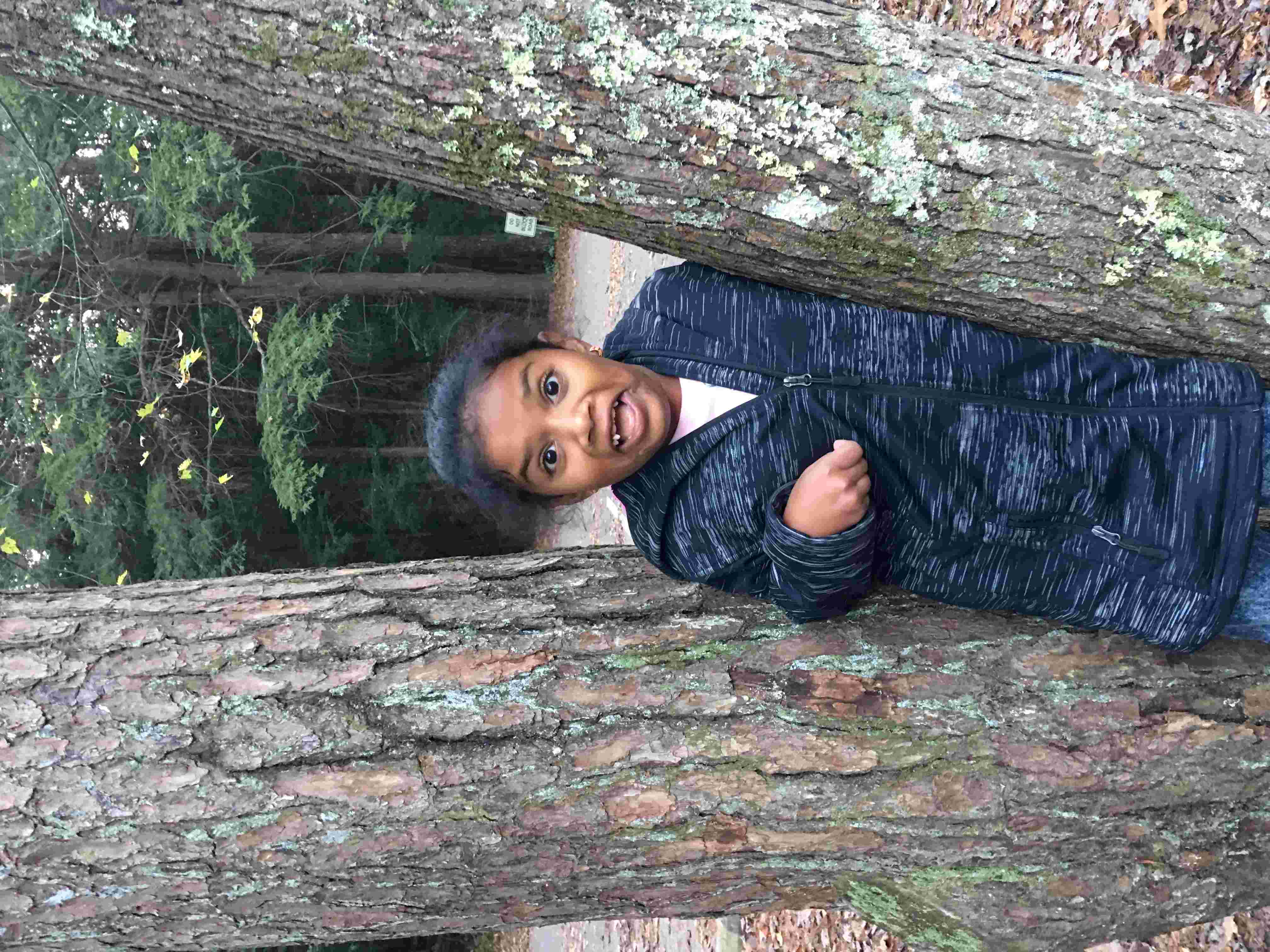 Overdramtic me pretending to get stuck between trees