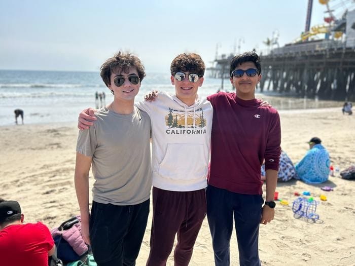 Two of my friends and I on a beach in LA.