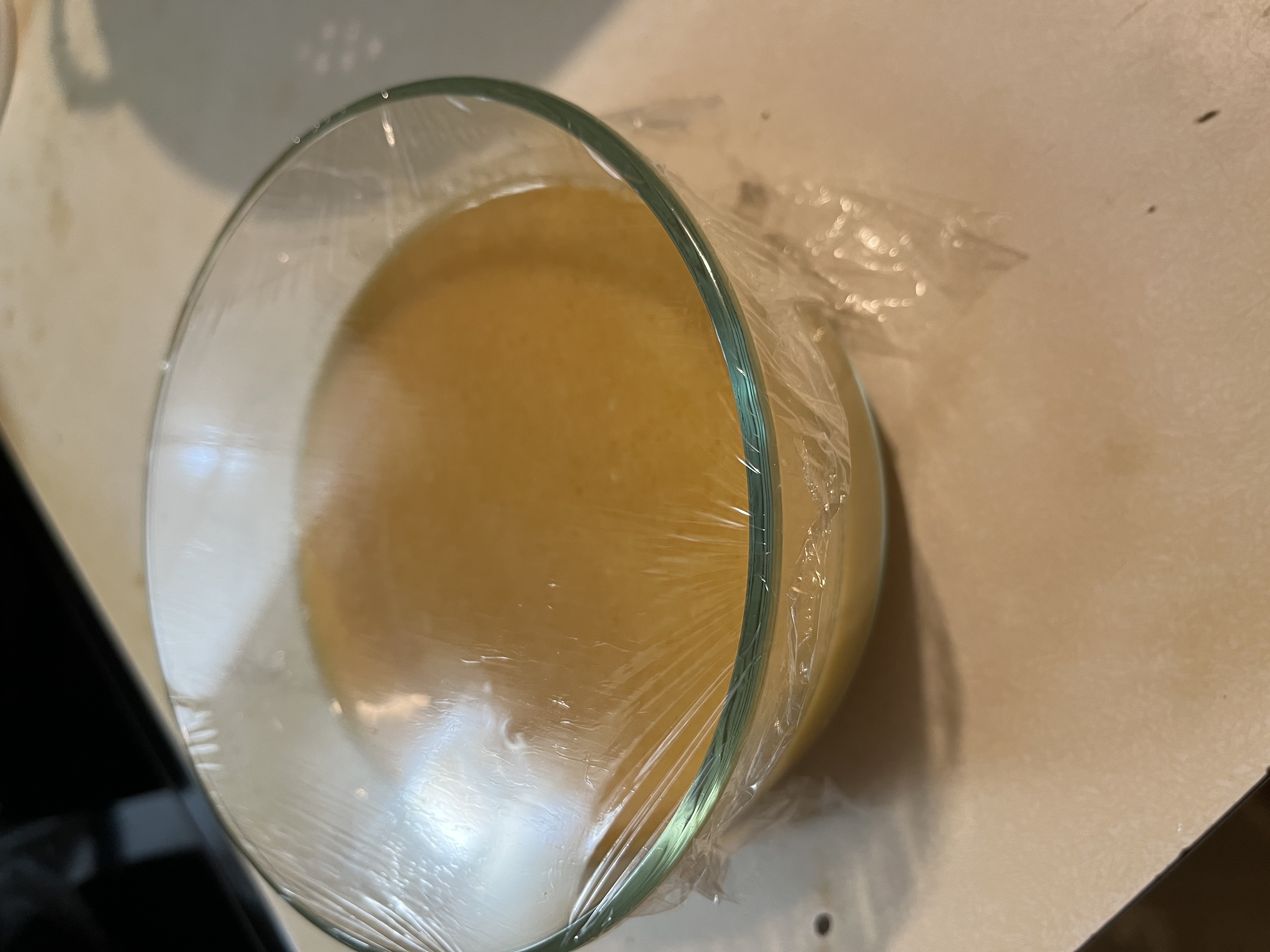 Egg Mixture Covered with Cling Wrap