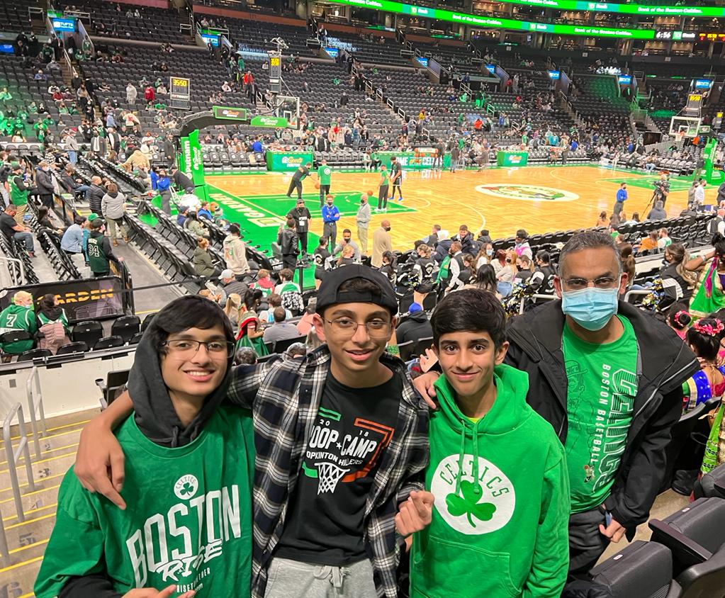 My friends and I at a celtics game