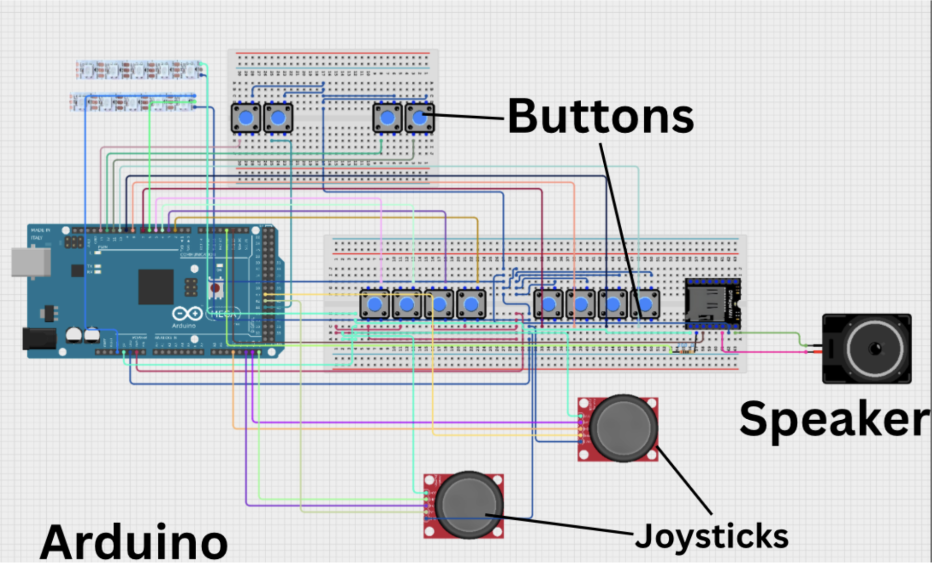 Our second prototype, the breadboard and circuit diagram