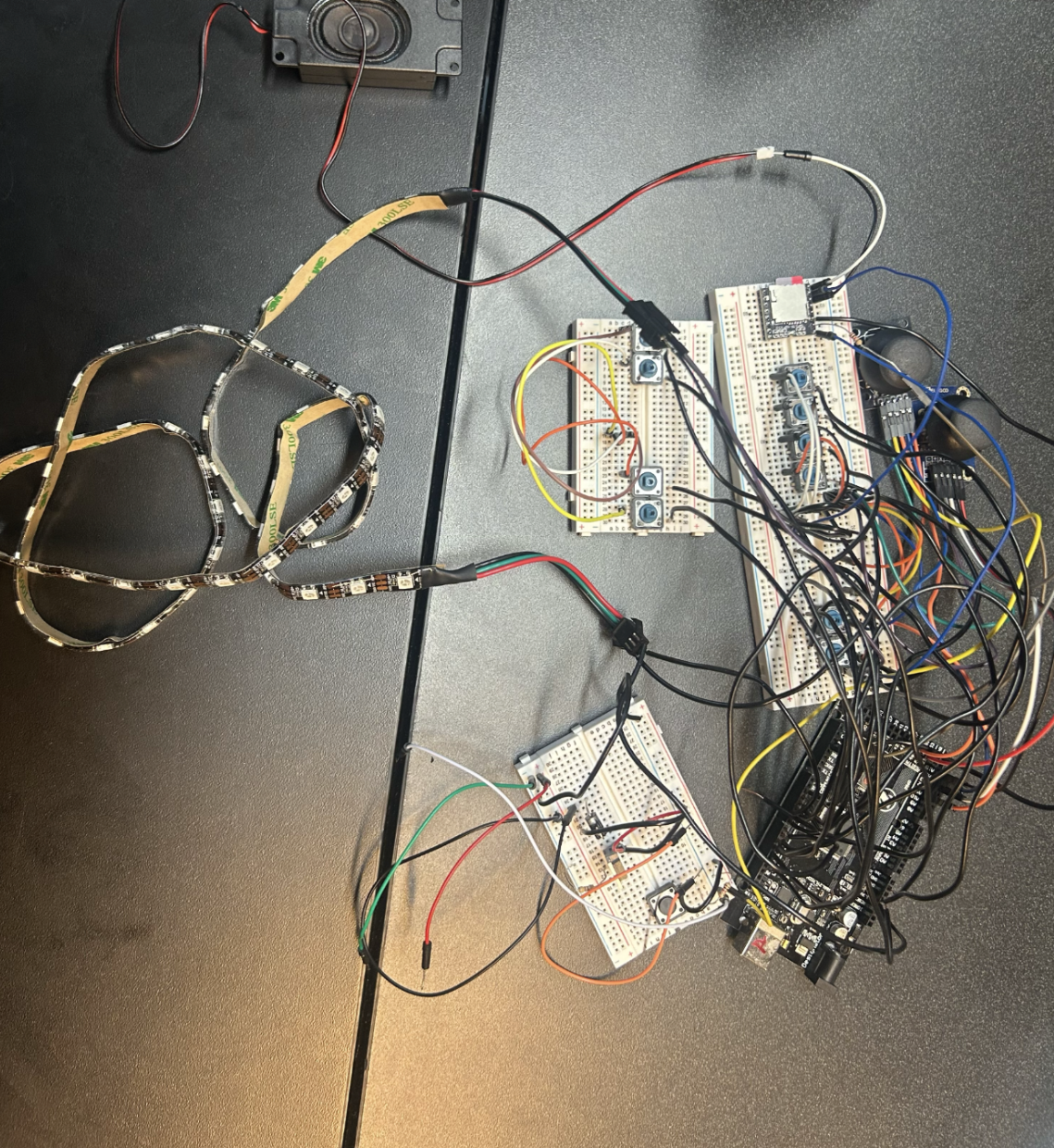 Our first prototype, the breadboard design