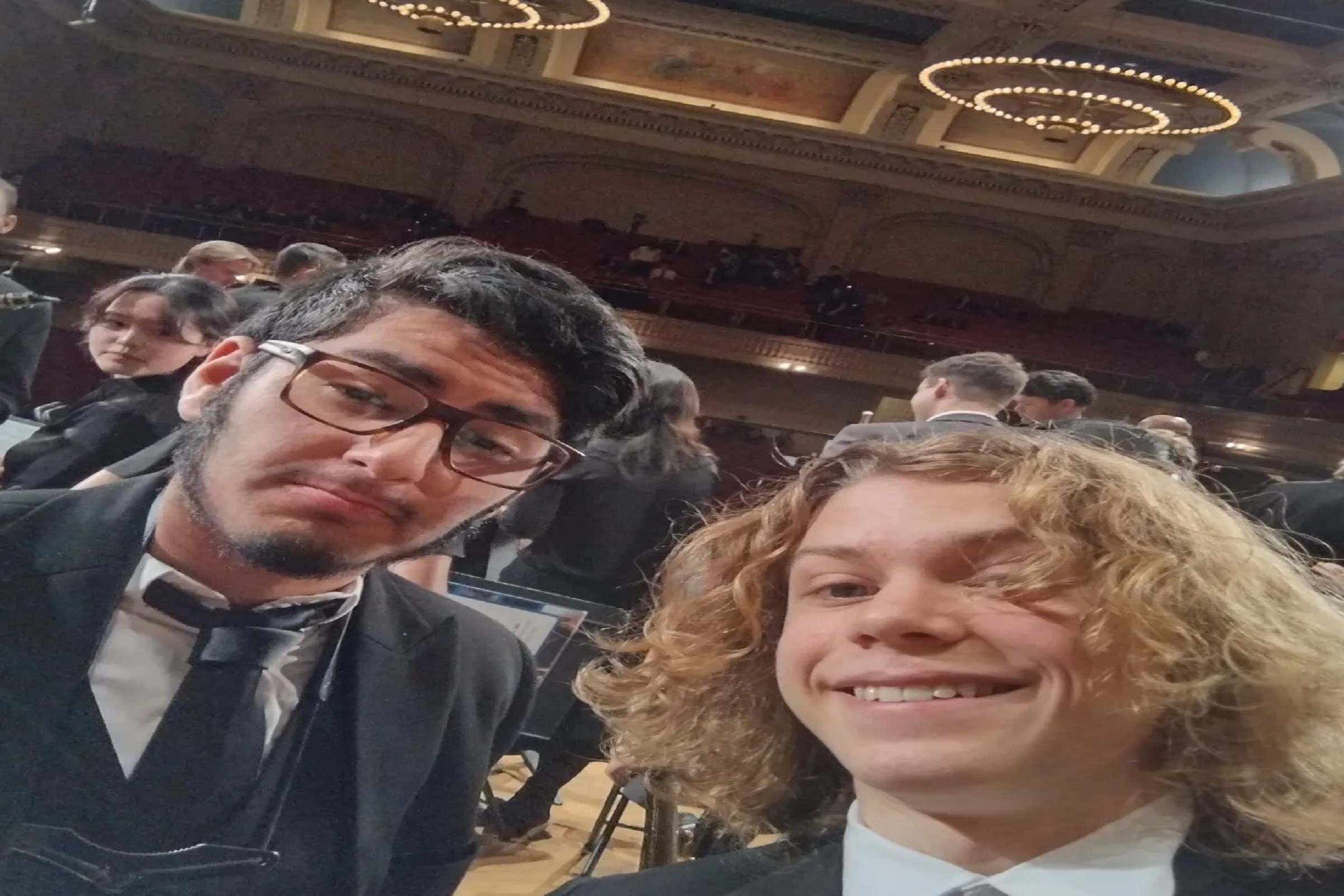 On the stage of Mechanics Hall before the 2023 CDMMEA central district festival